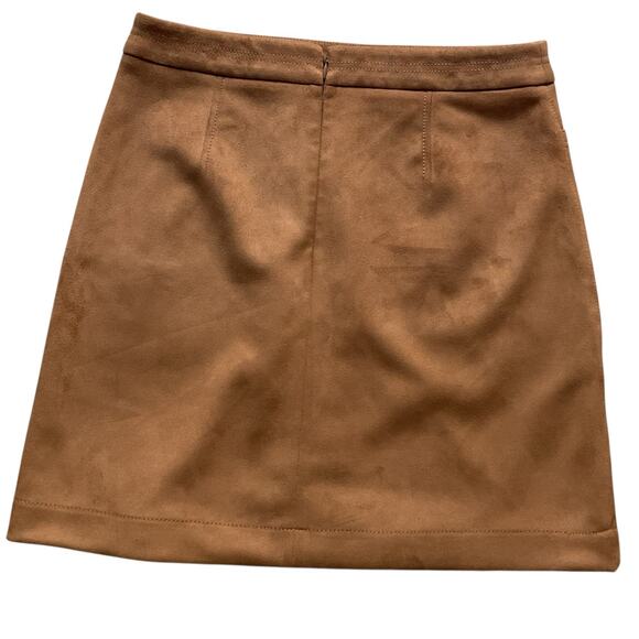 LOFT Outlet Faux Suede Mini Skirt Brown Size 6 Pockets Zipper Front Fall Style - Picture 2 of 4